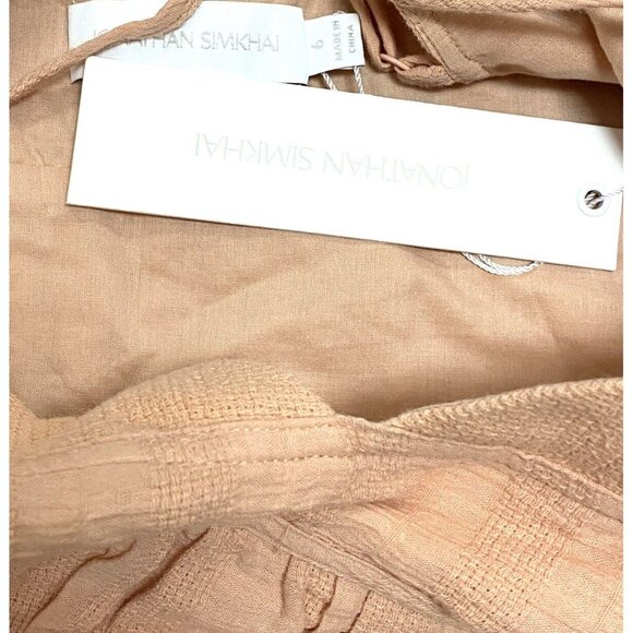 Jonathan Simkhai Sz 4 Maxi Dress New Wilder Gauze Sorbet Orange Short Sleeve - Picture 6 of 12